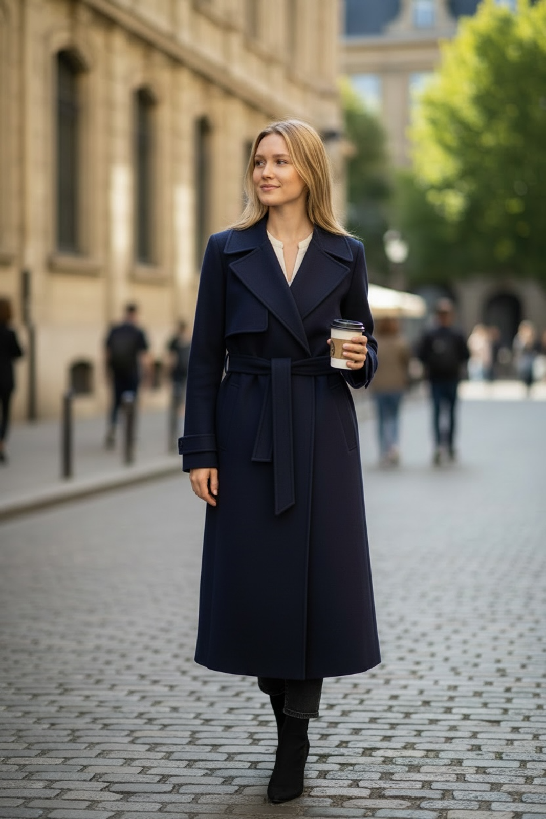 Reiss Elise Belted Coat Size 6 New Navy Blue $610 Jacket Trench Soft